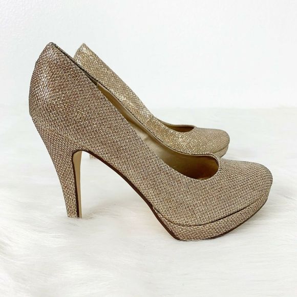Call It Spring Shoes - Call It Spring Gold Glitter High Heels Slip On 7.5